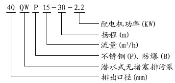QWP型不（bú）鏽鋼防爆潛水排汙泵型號意義（yì）